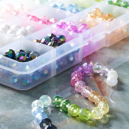 12 Pack: Faceted Aurora Borealis Crafting Beads Box by Bead Landing™